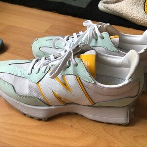 New Balance White and Yellow Sneakers
